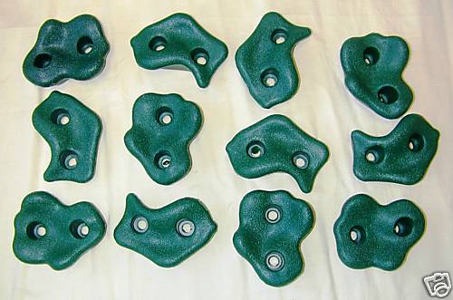 Rock Wall Climbing Holds - Green (12 per set)